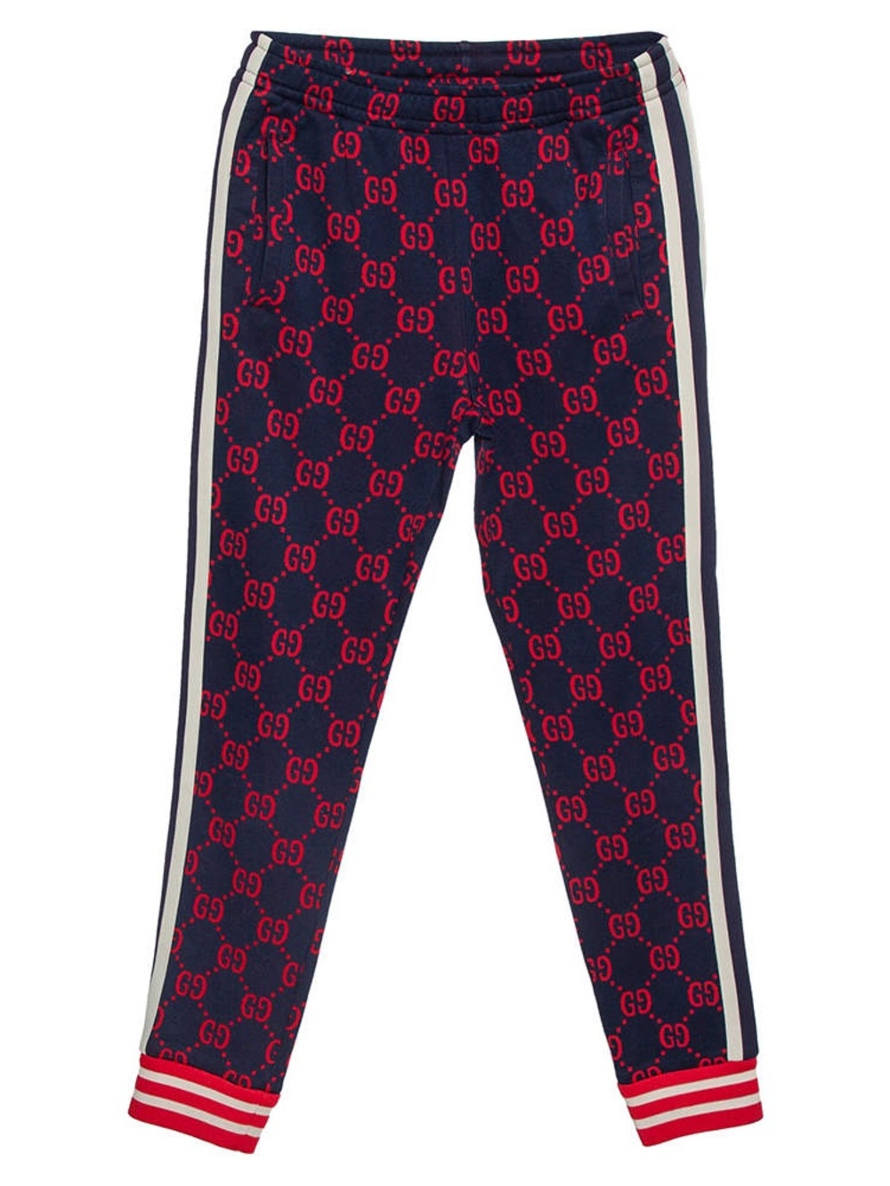 Gucci GG Monogram Jacquard Jogger Track Pants Navy Red Large
